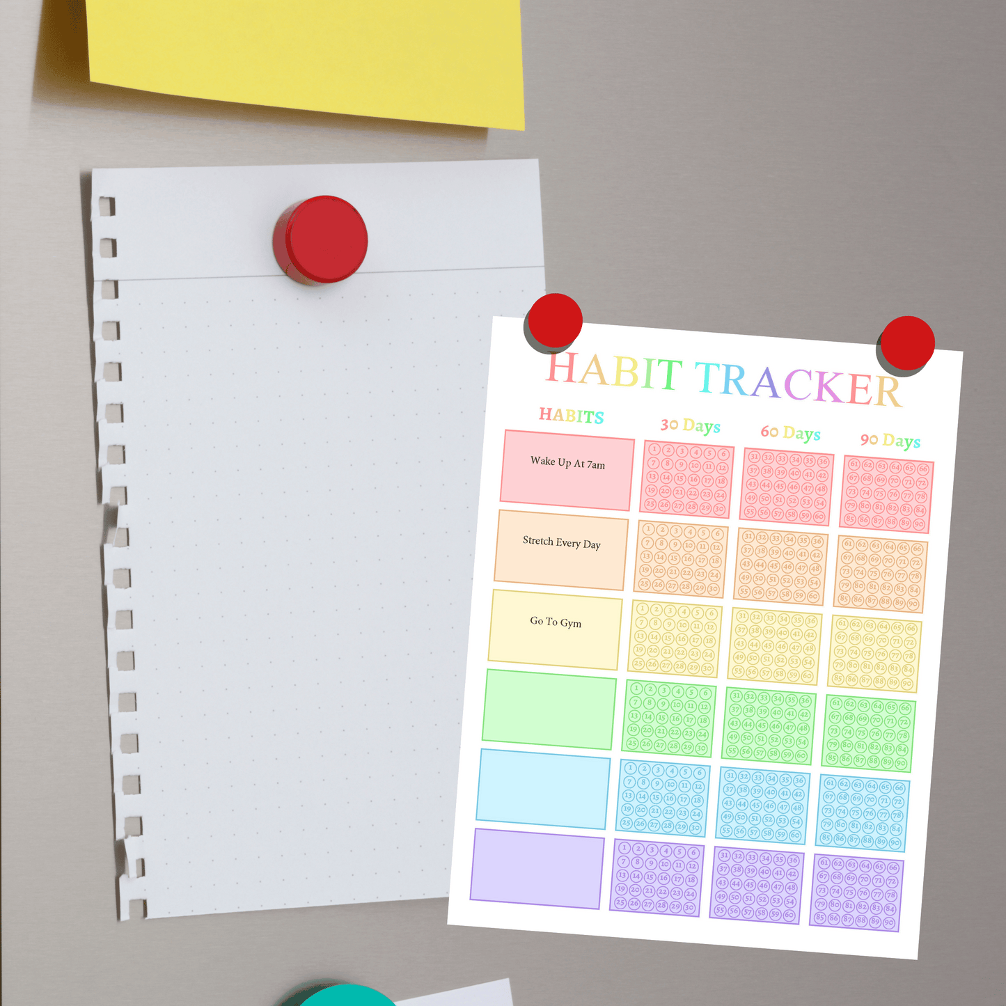 90 Day Habit Tracker 1: Rainbow Color Print Out Demo