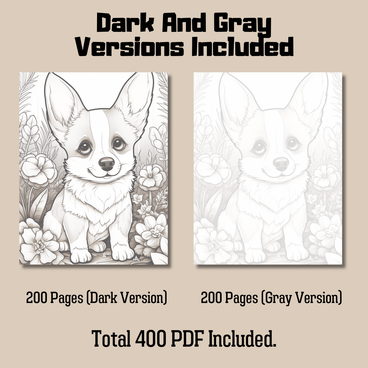 Adorable Baby Animal Coloring Book Bundle 2: Baby Animal Dark And Gray Versions Demo
