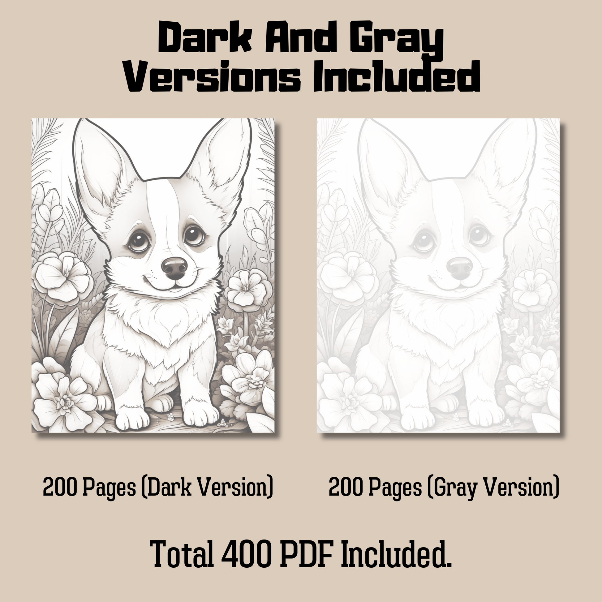 Adorable Baby Animal Coloring Book Bundle 2: Baby Animal Dark And Gray Versions Demo