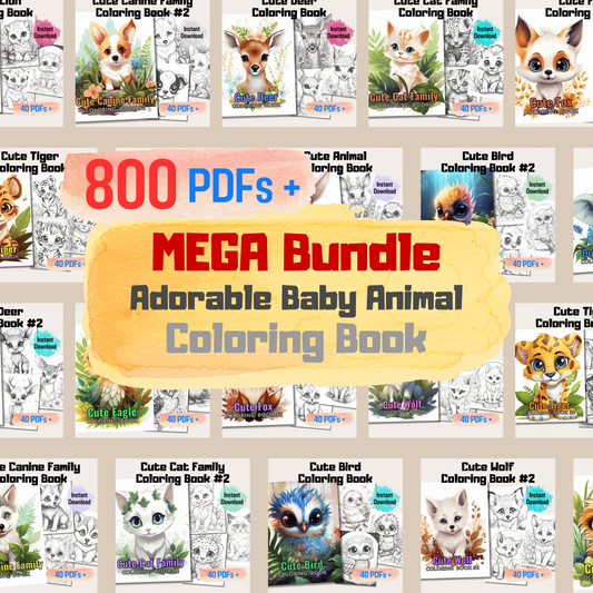 Adorable Baby Animal Coloring Book Mega Bundle: Baby Animals
