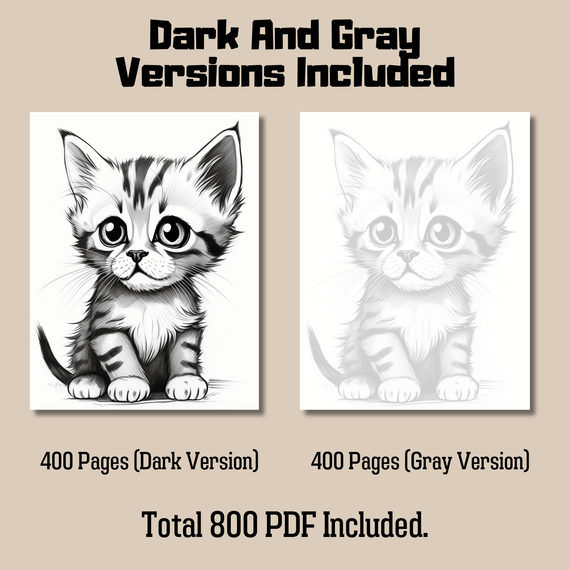 Adorable Baby Animal Coloring Book Mega Bundle: Baby Animal Dark And Gray Versions Demo