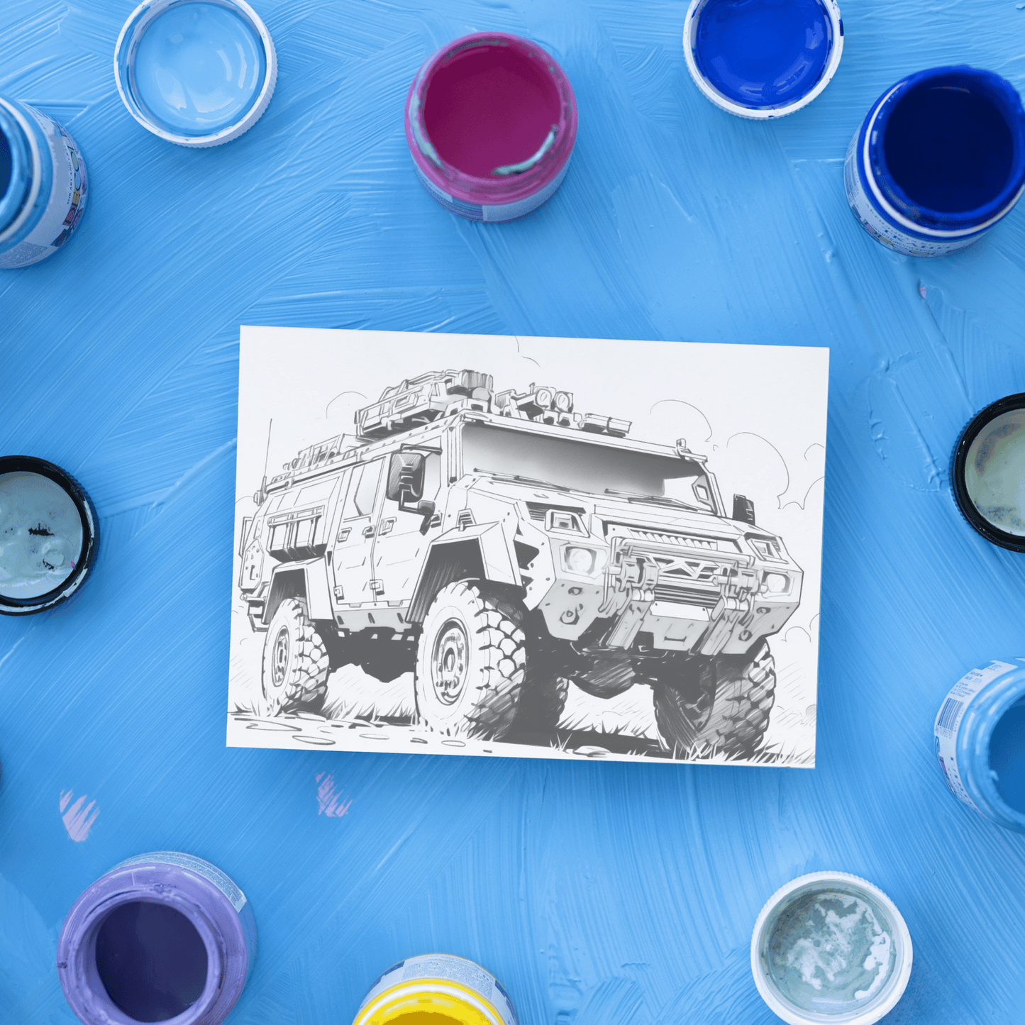Armored Vehicle Coloring Book, Detailed Trucks and Military Vehicles