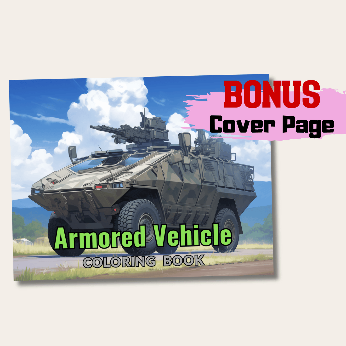 Armored Vehicle Coloring Book, Detailed Trucks and Military Vehicles