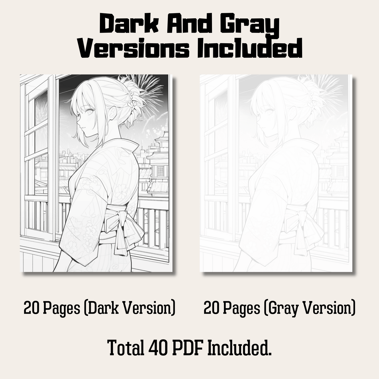 Atami Fireworks Festival Coloring Book 1: Atami Fireworks Festival Dark And Gray Versions Demo