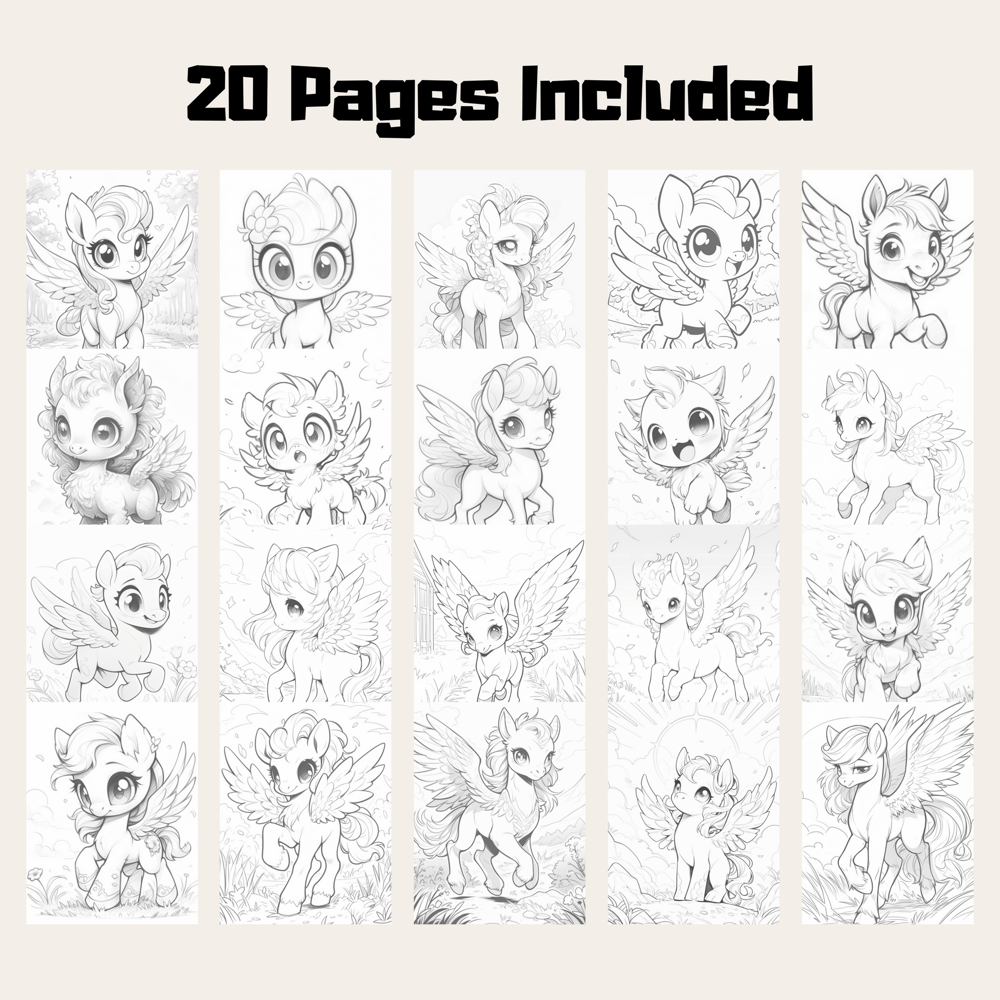 Baby Pegasus Coloring Book 1: Cute Baby Pegasus 20 Pages Included