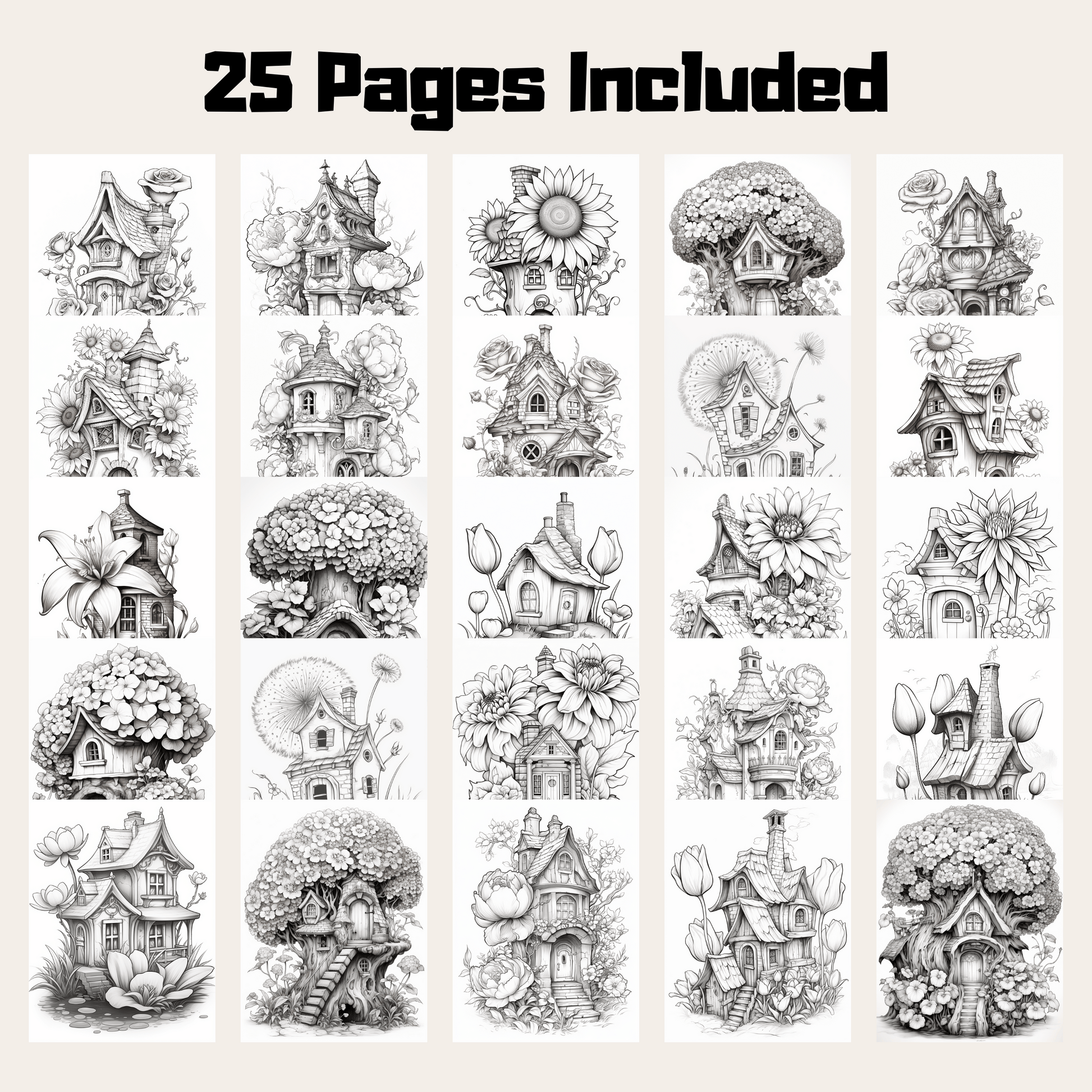 Blossom Fairy House Coloring Book 1: Blossom Fairy Houses 25 Pages Included