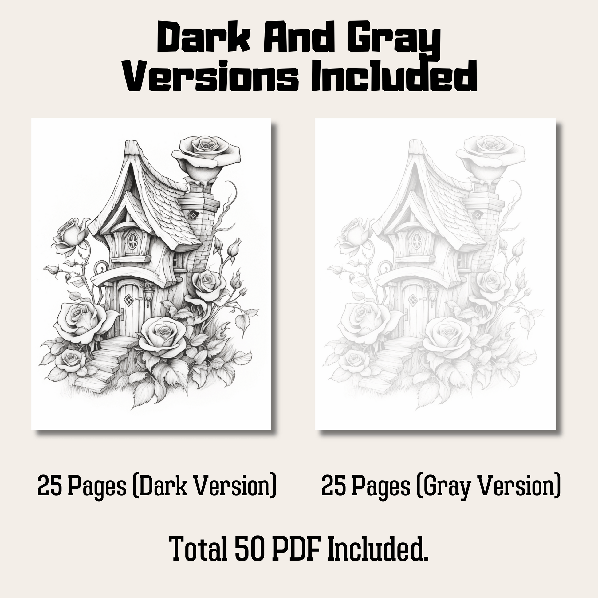 Blossom Fairy House Coloring Book 1: Blossom Fairy House Dark And Gray Versions Demo