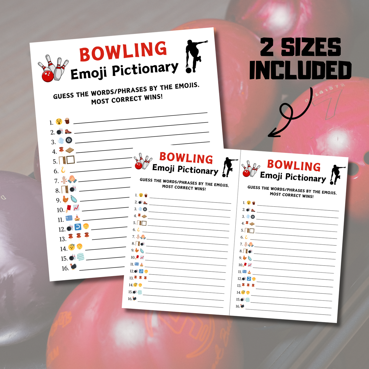 Bowling Emoji Pictionary Game | Printable Bowling Emoji Game