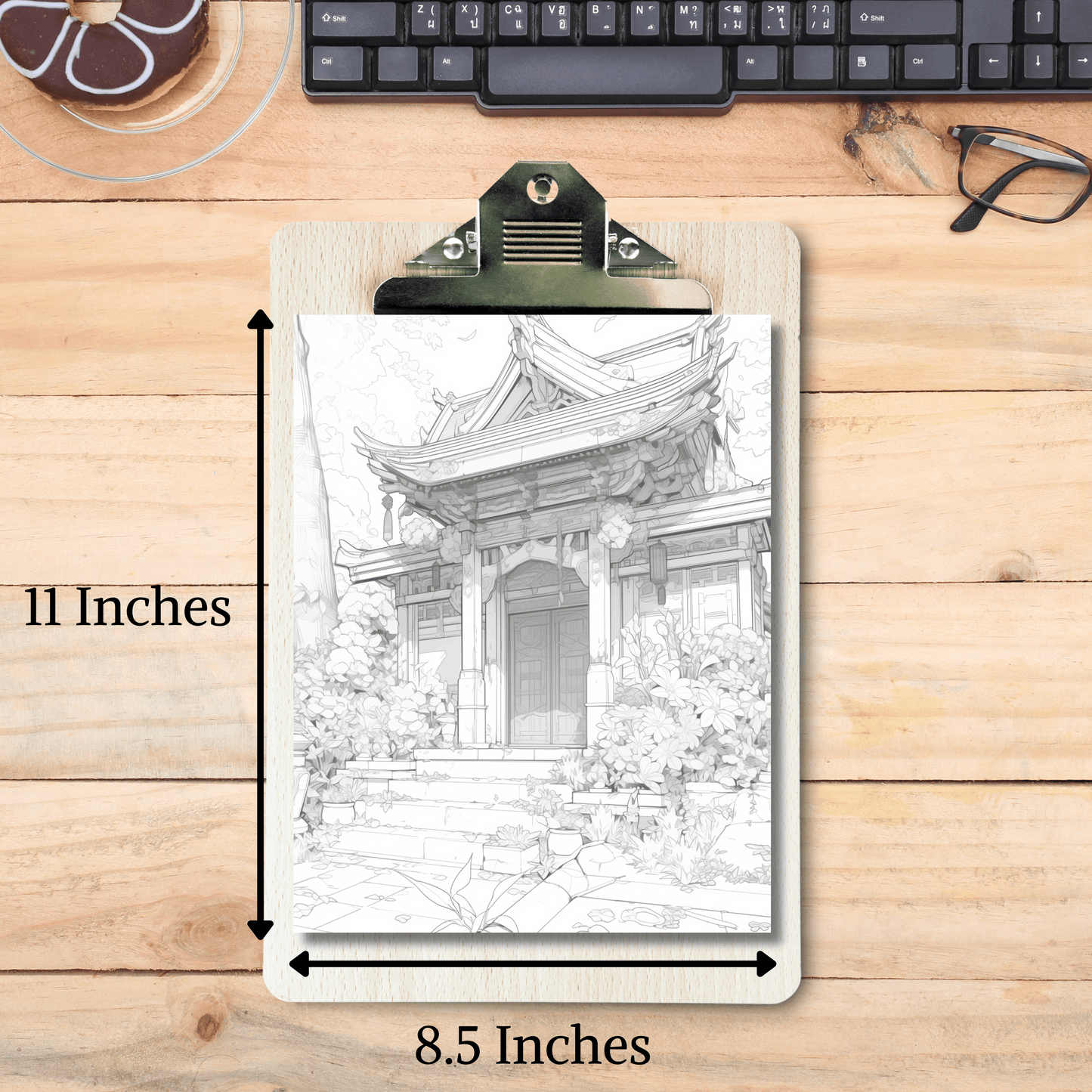 20 Pages China Castle Coloring Book, Detailed Chinese Architecture Art
