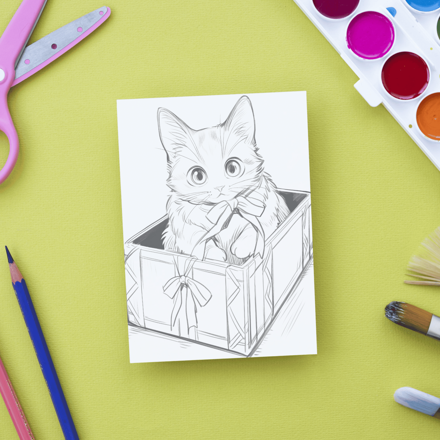 20 Pages Christmas Cats Coloring Book, Cat Grayscale Coloring Pages For All Ages