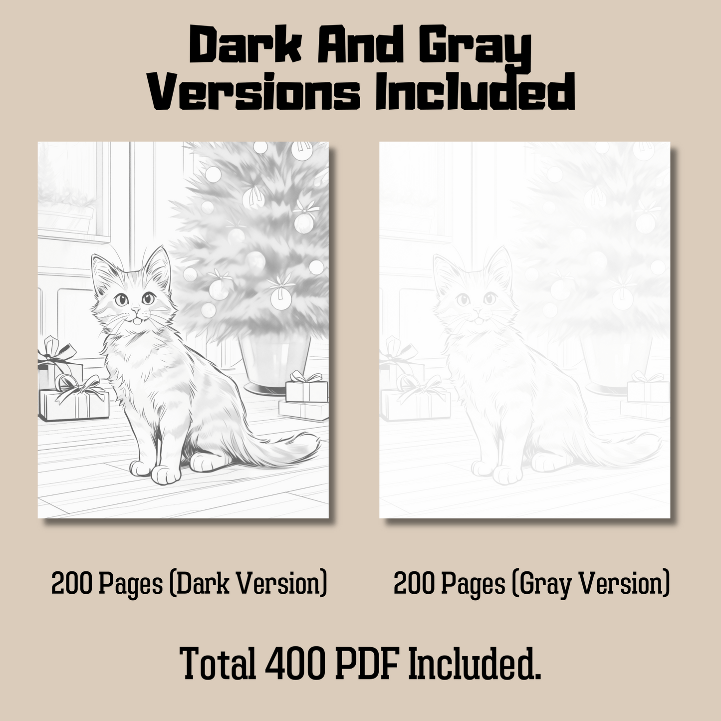 Christmas Coloring Book Bundle, Christmas Grayscale Coloring Pages for All Ages