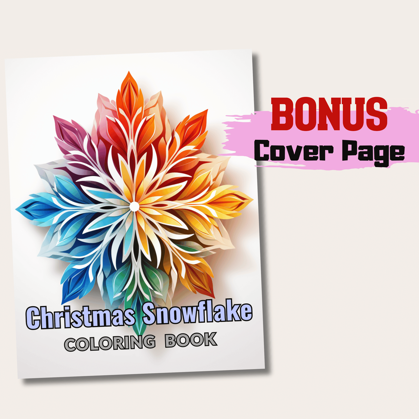 Christmas Snowflakes Coloring Book, 20 Christmas Snowflakes Grayscale Coloring Pages for All Ages