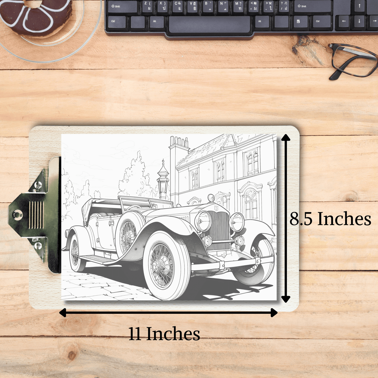 20 Pages Classic Car Coloring Book, Unique Automotive Art