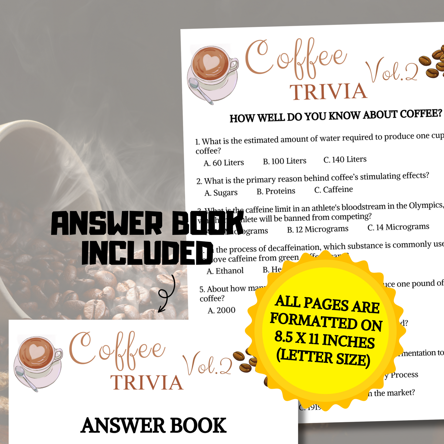 Coffee Trivia Game Vol.2 | Printable Espresso Trivia Quiz