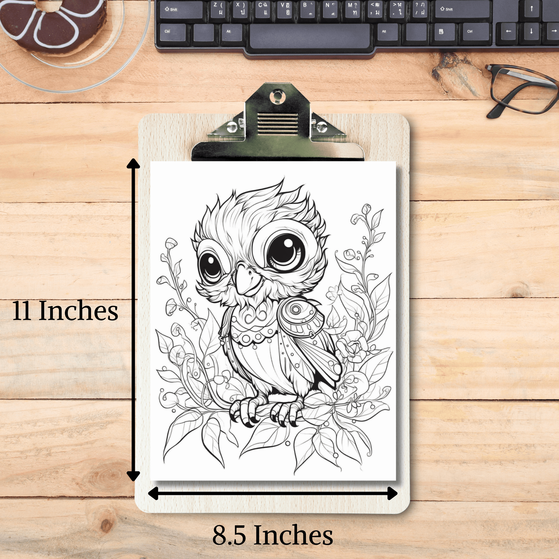 Cute Bird Coloring Book 2: Cute Baby Bird Print Out Size Demo