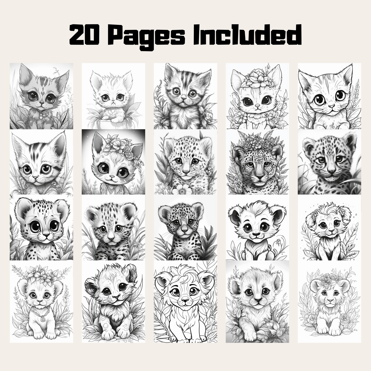 Cute Cat Family Coloring Book 1: Cute Baby Cats 20 Pages Included