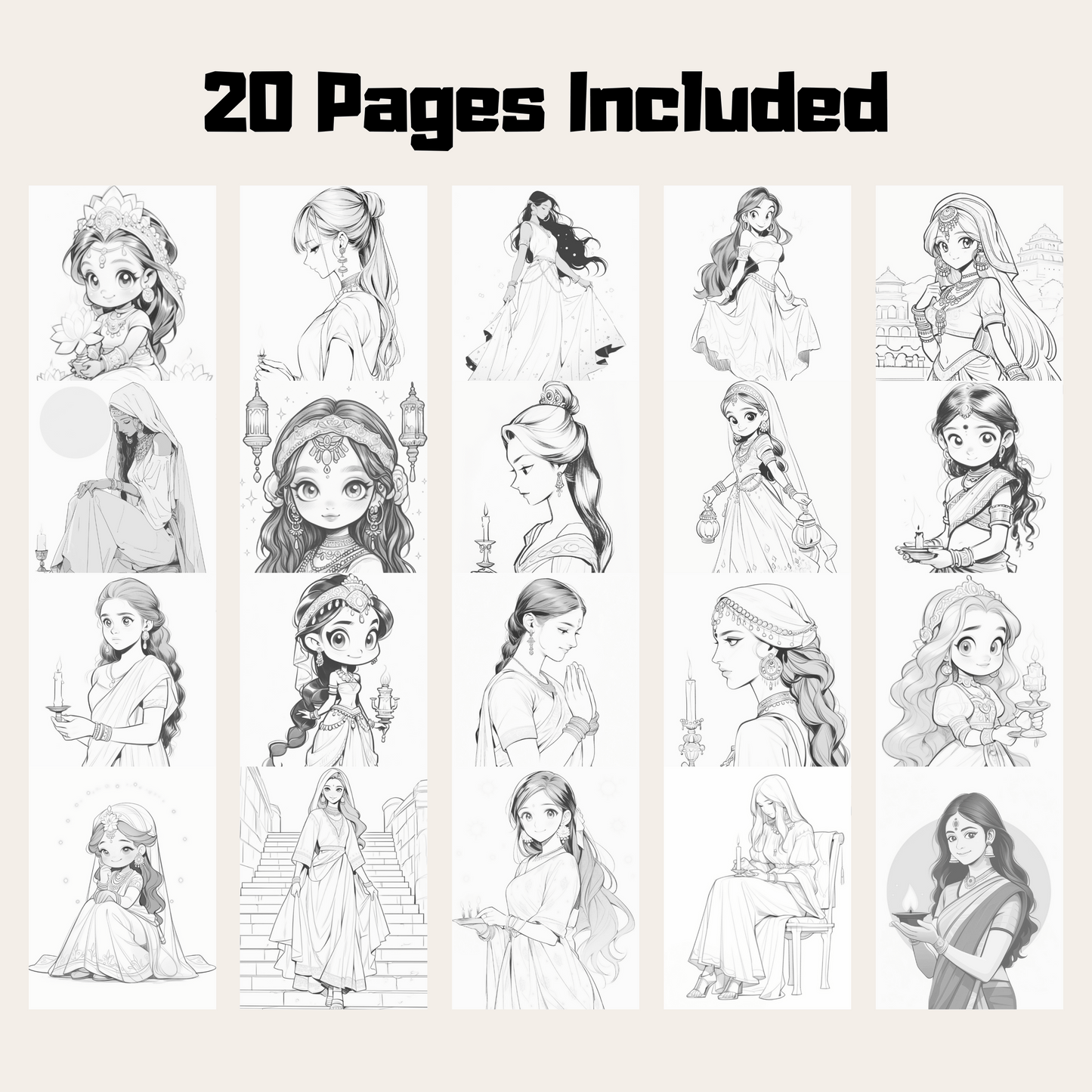 Diwali Coloring Book 1: Diwali 20 Pages Included