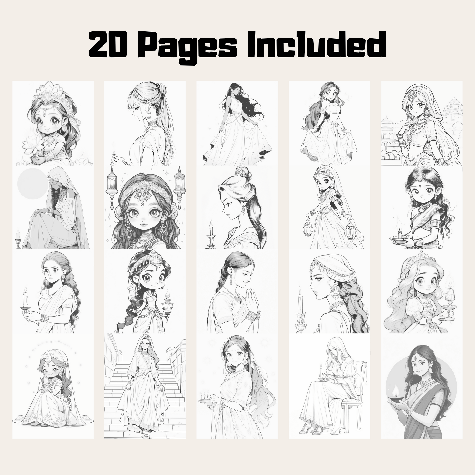 Diwali Coloring Book 1: Diwali 20 Pages Included