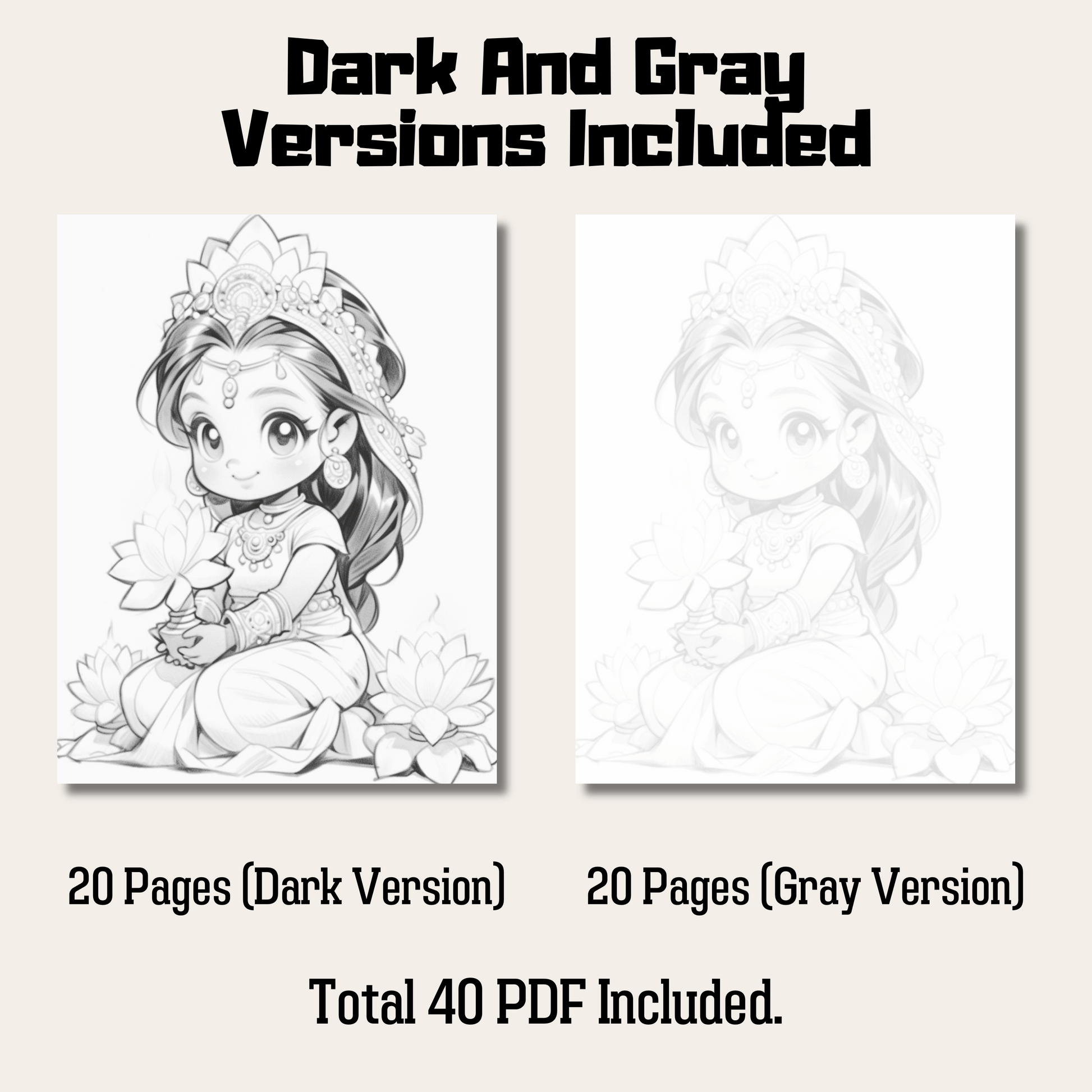 Diwali Coloring Book 1: Diwali Dark And Gray Versions Demo