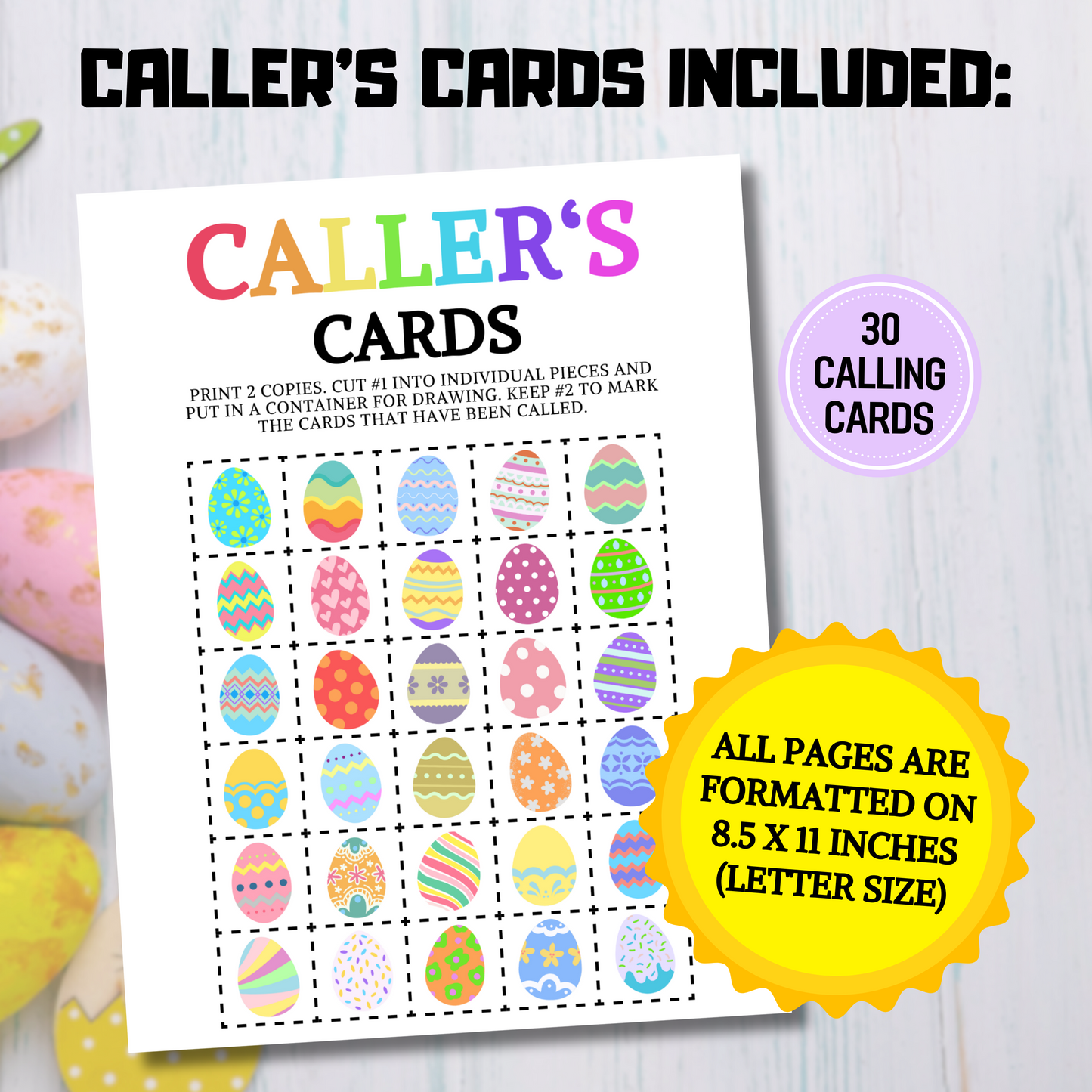 60 Easter Egg Bingo Game | Easter Bingo Boards Activity for All Ages