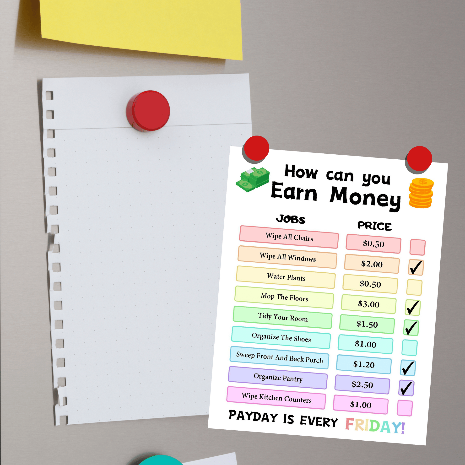 Editable How To Earn Money Chore Chart 1: Rainbow Color Print Out Demo