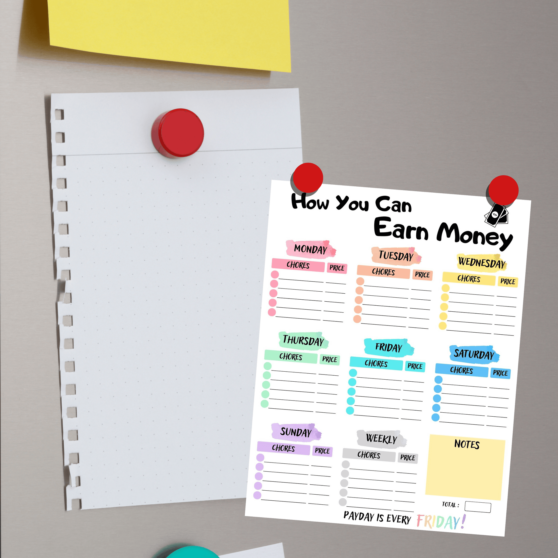 Editable How To Earn Money Chore Chart 6: Rainbow Color Print Out Demo