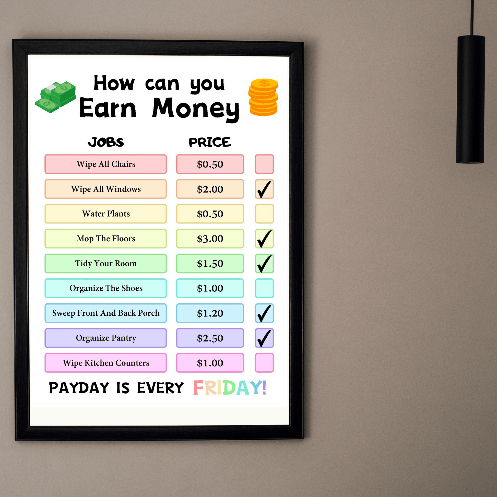 Editable How To Earn Money Chore Chart Bundle 1: All Color Bundle Print Out Demo