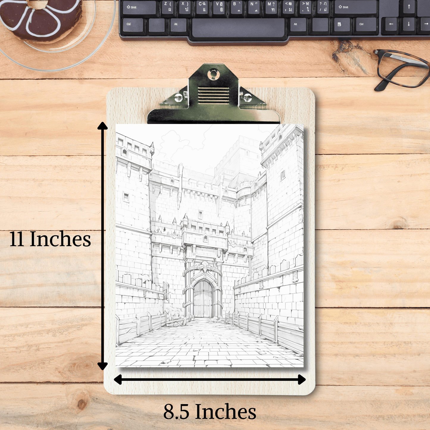 English Castle Coloring Book, Historical British Architecture Art