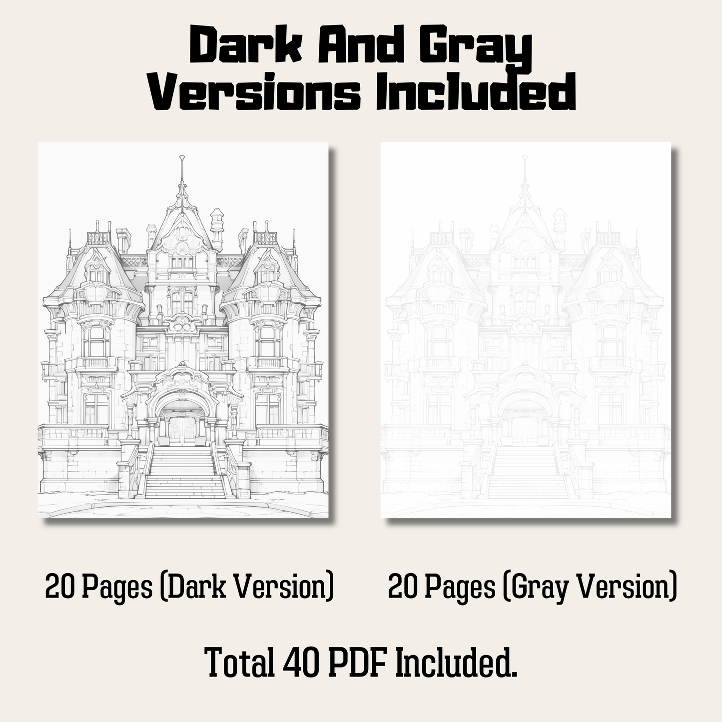 English Castle Coloring Book, Historical British Architecture Art