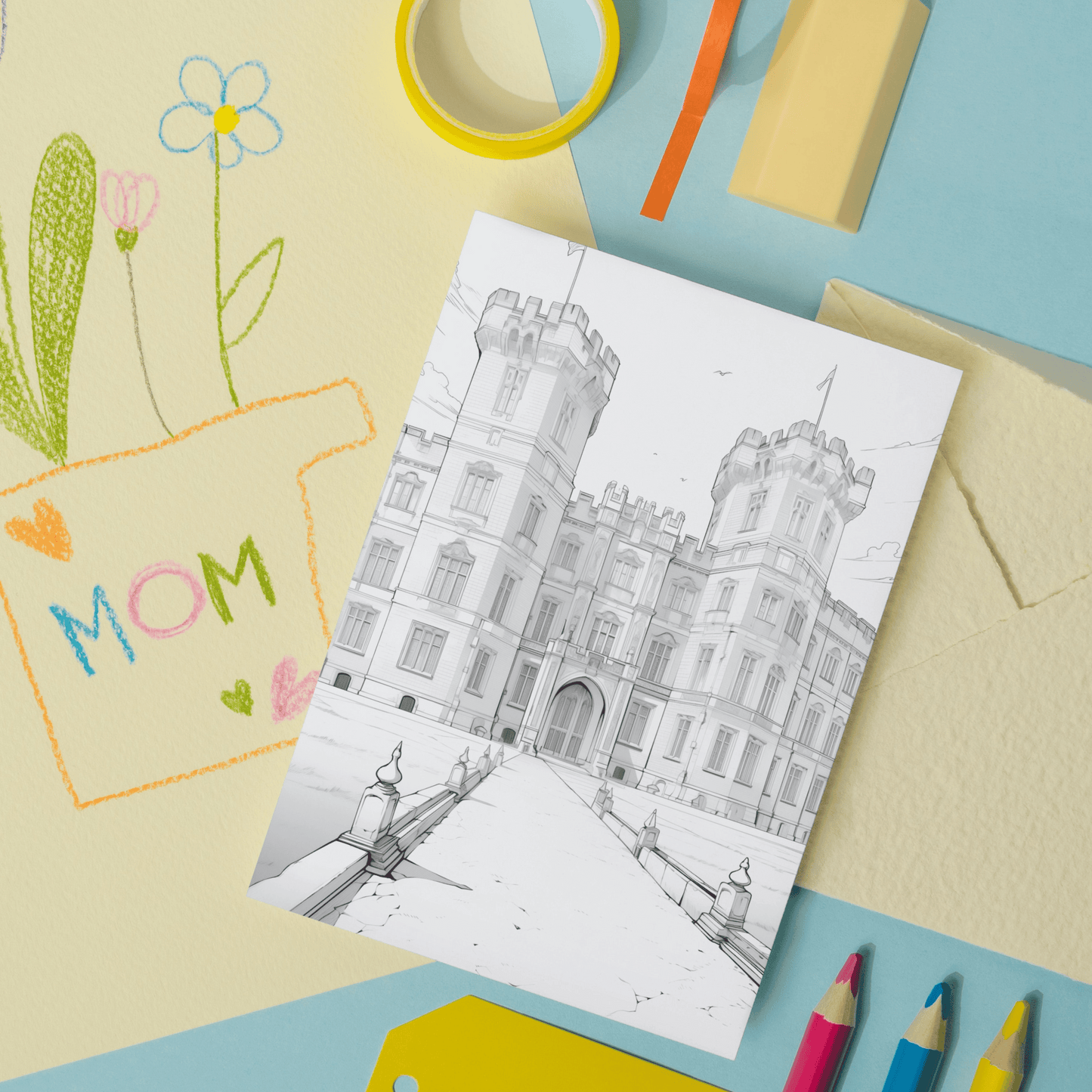 20 Pages English Castle Coloring Book, Journey Through Historic British Architecture