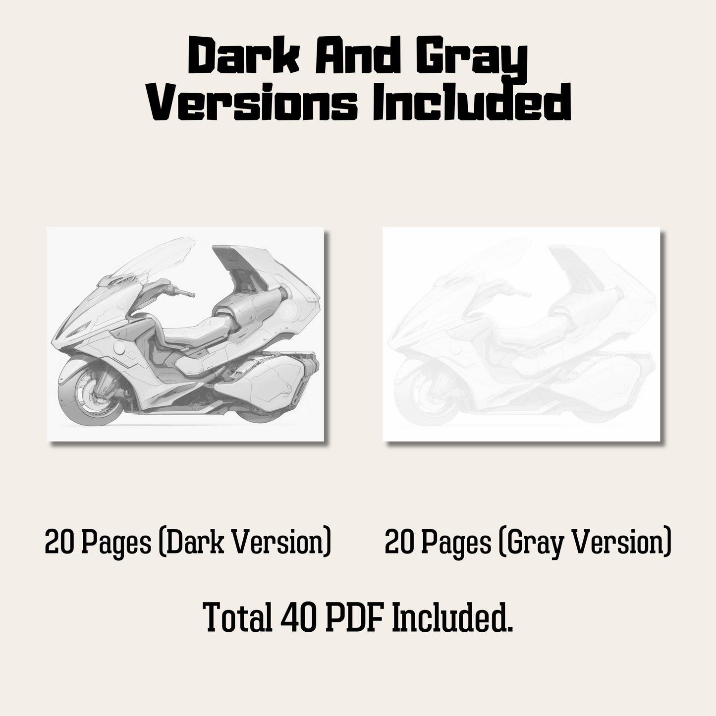 Future Motorcycle Coloring Book, 20 Unique Design of Future Motorbike Coloring Pages