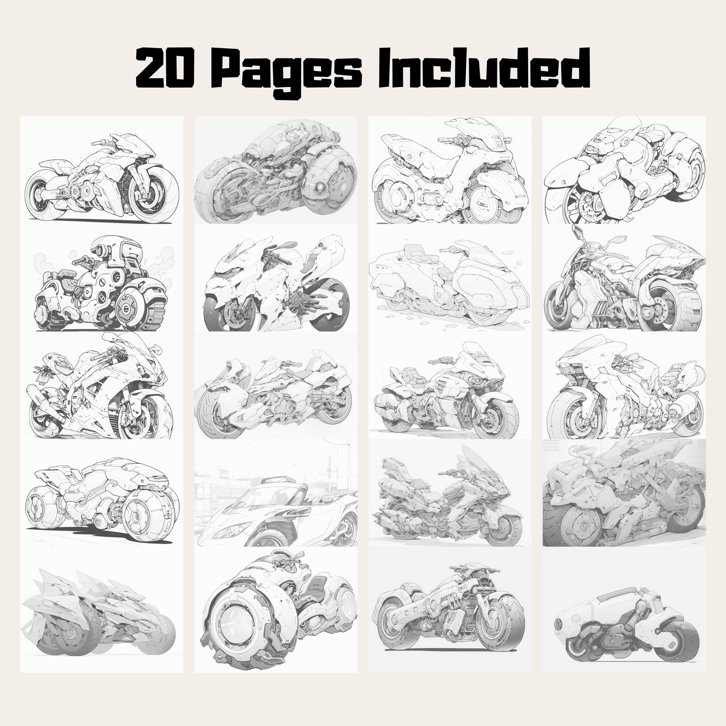 Epic Future Motorbike Coloring Book, Future Style Autocycle Coloring Pages for All Ages PDF