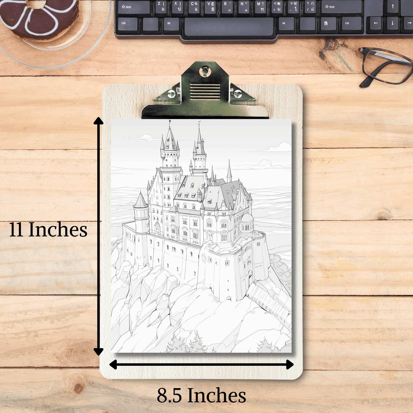 German Castle Coloring Book, Adult Coloring Book for Stress Relief