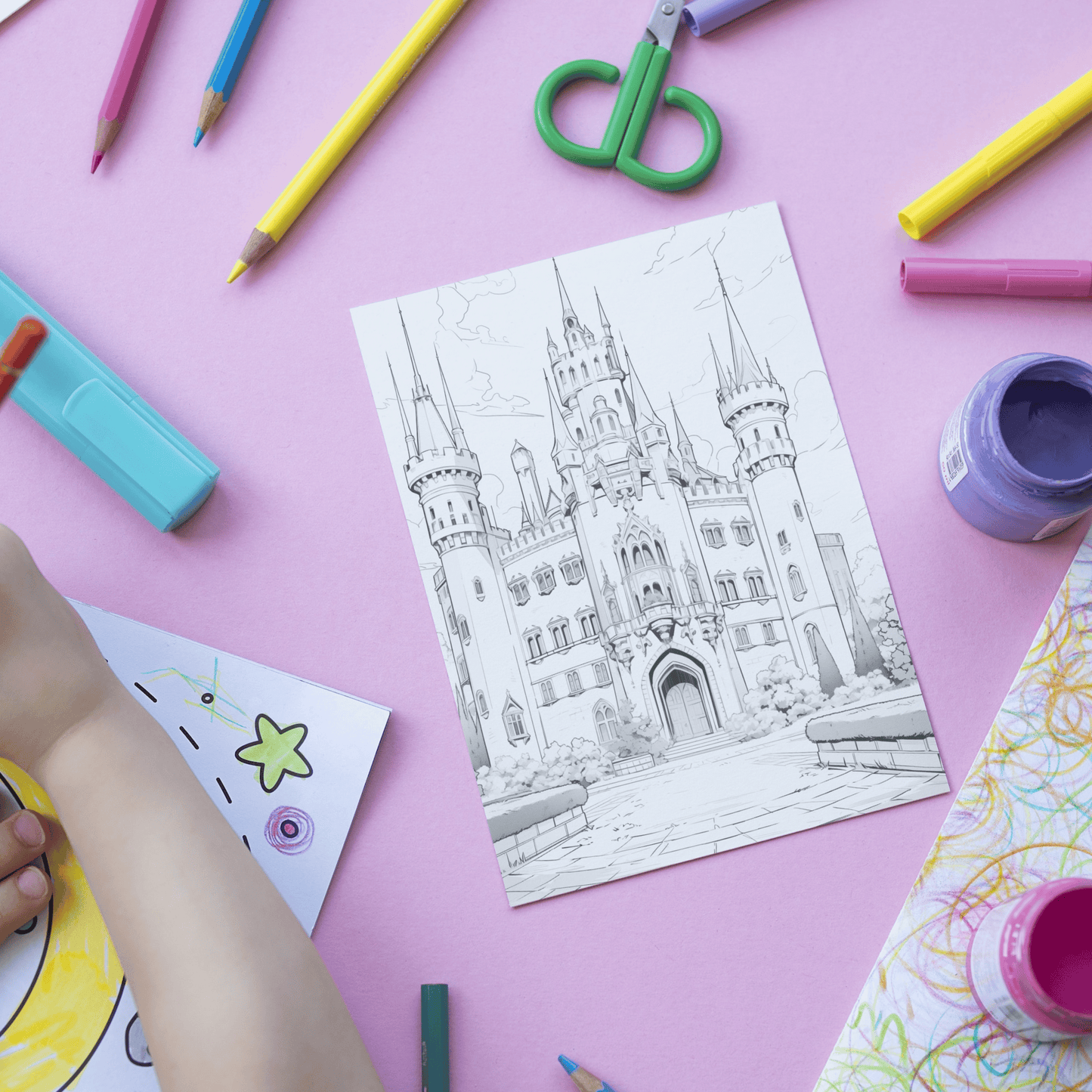 German Castle Coloring Book, Adult Coloring Book for Stress Relief