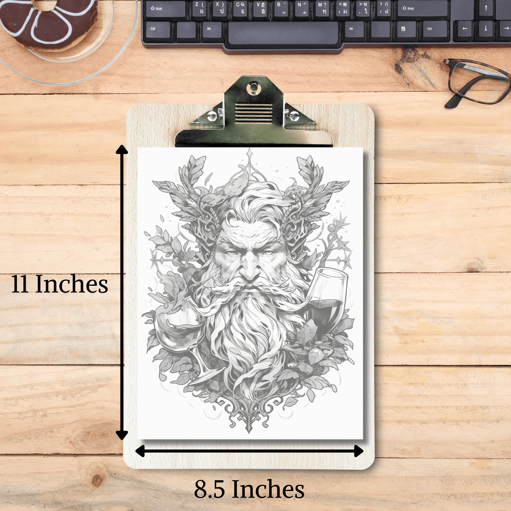 Greek God Dionysus Coloring Book 1: Dionysus Print Out Size Demo