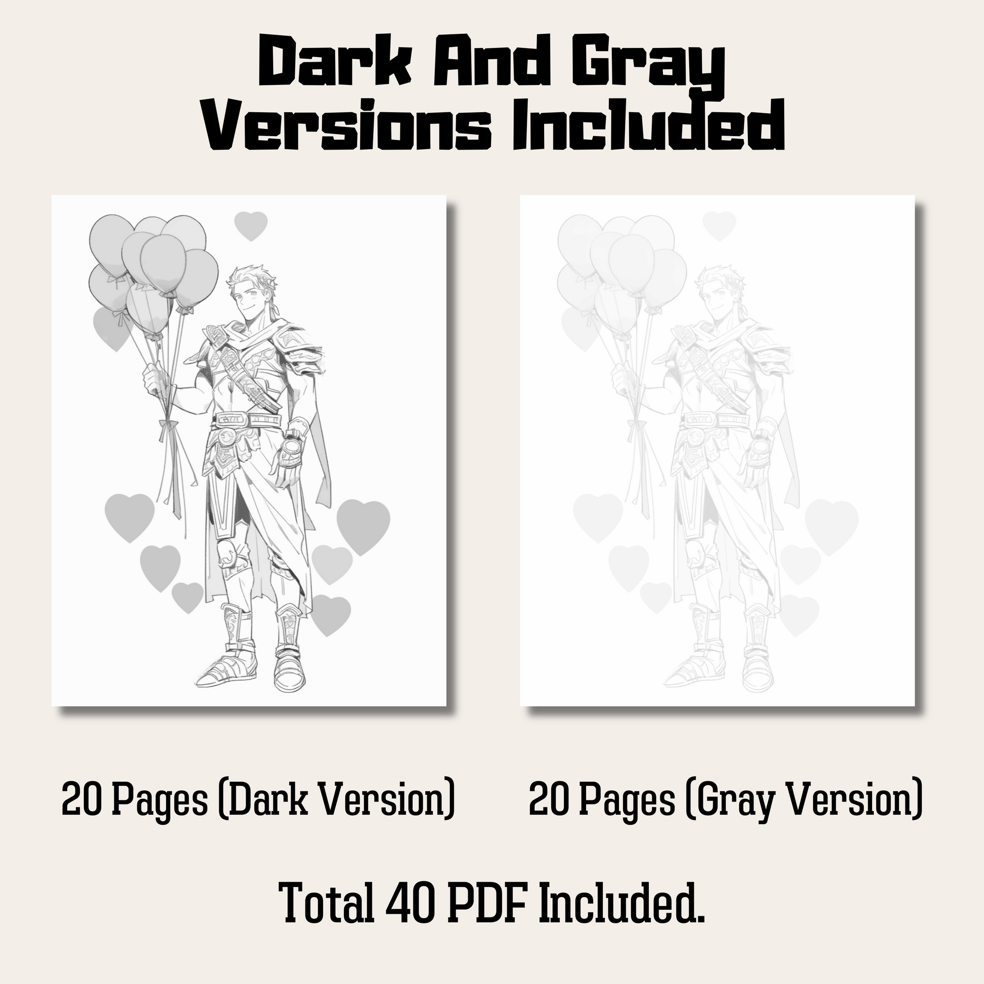 Greek God Eros Coloring Book 1: Eros Dark And Gray Versions Demo