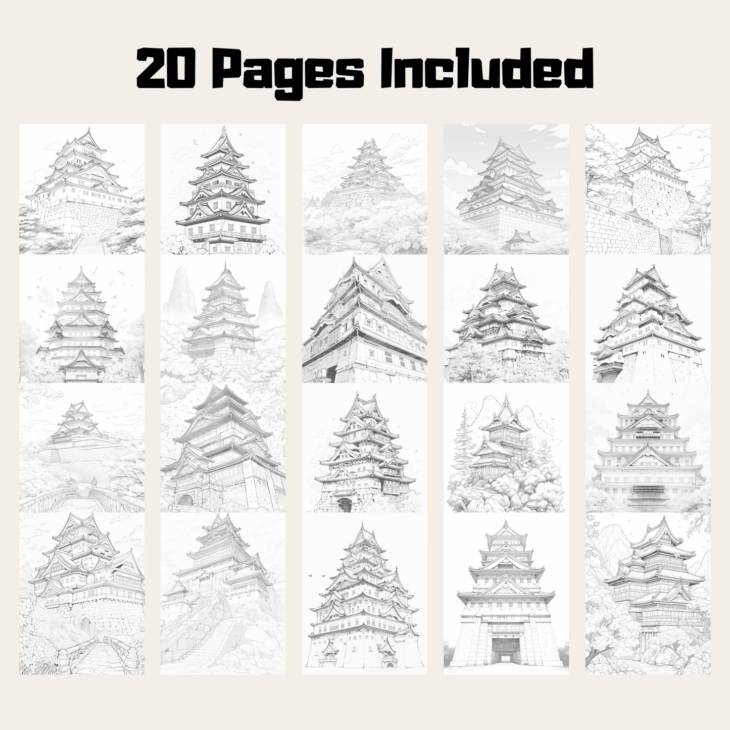 Japanese Castle Coloring Book, Perfect for Art Enthusiasts and History Lovers
