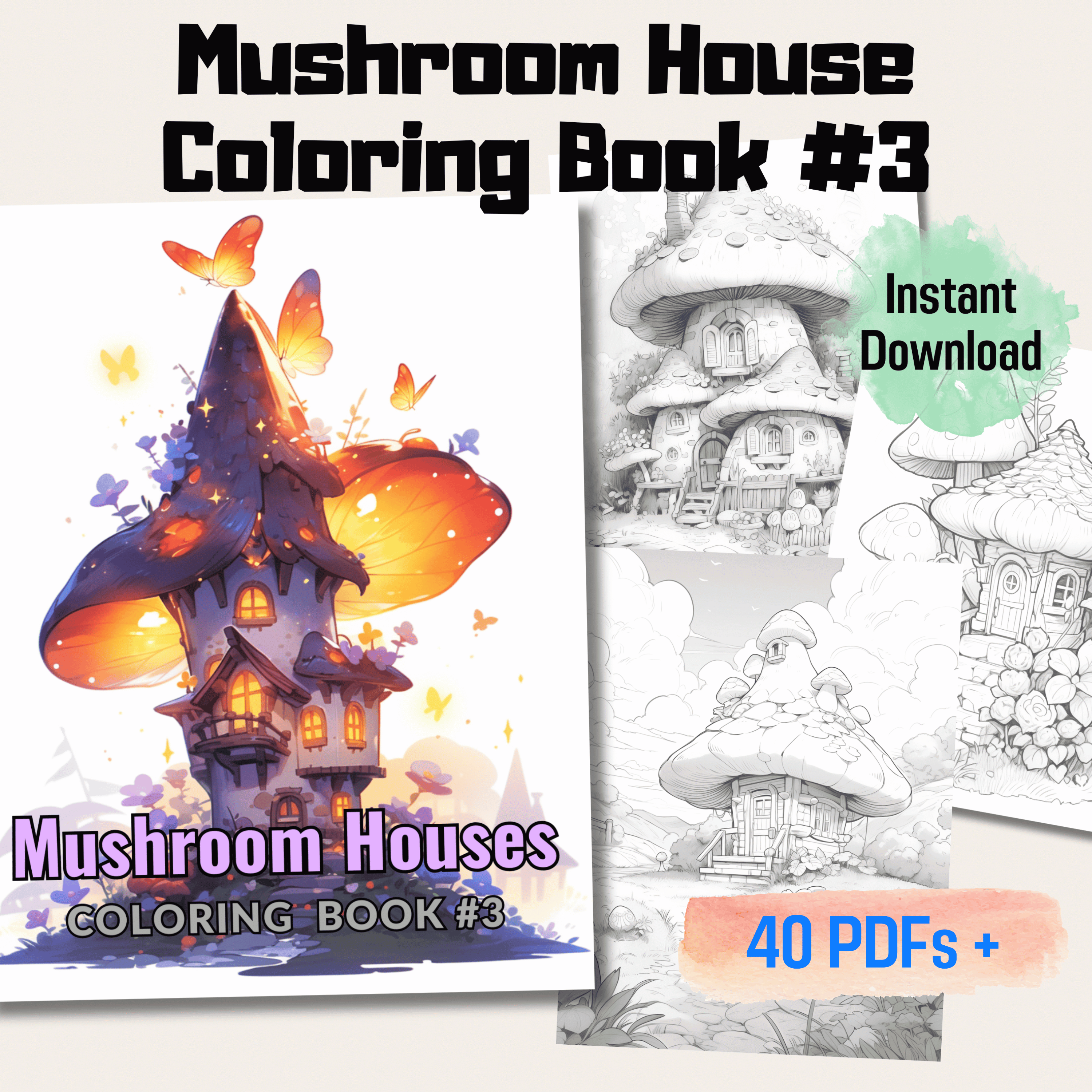 Mushroom Fairy Houses Coloring Book, Magical World Of Mushrooms