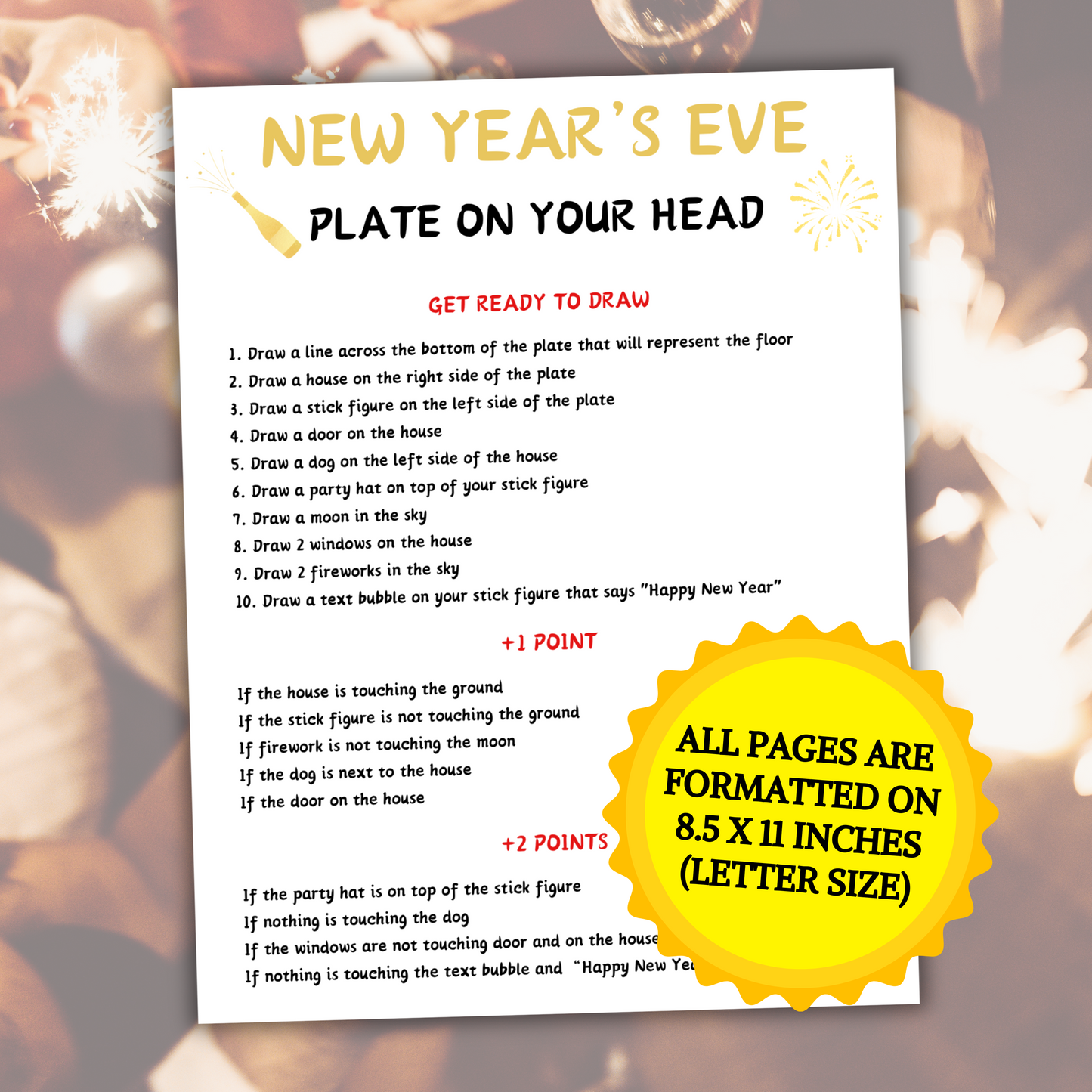New Year's Eve Plate On Your Head Game | Hilarious New Years Drawing Game
