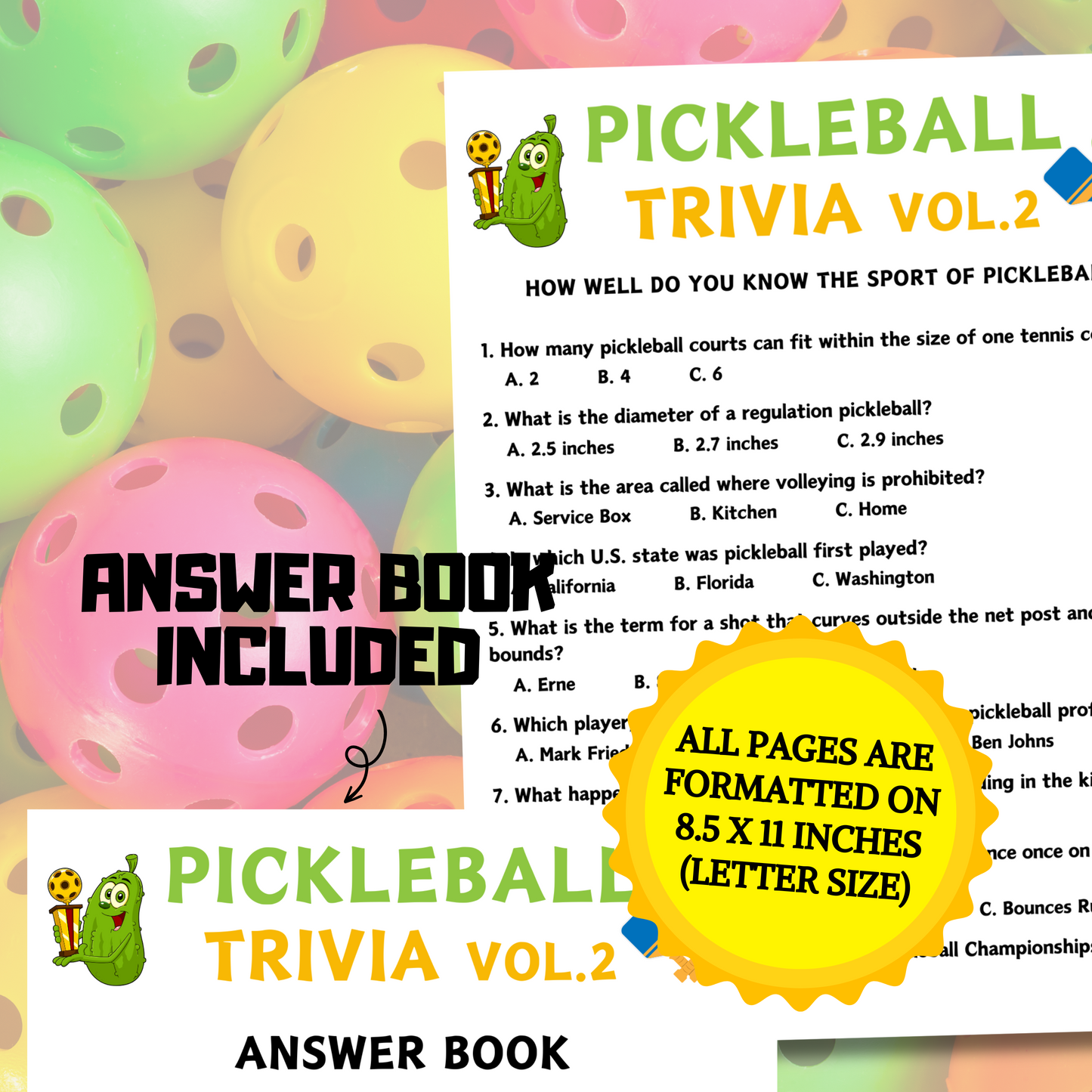 Pickleball Trivia Game Vol.2 | Pickleball Knowledge Quiz Game