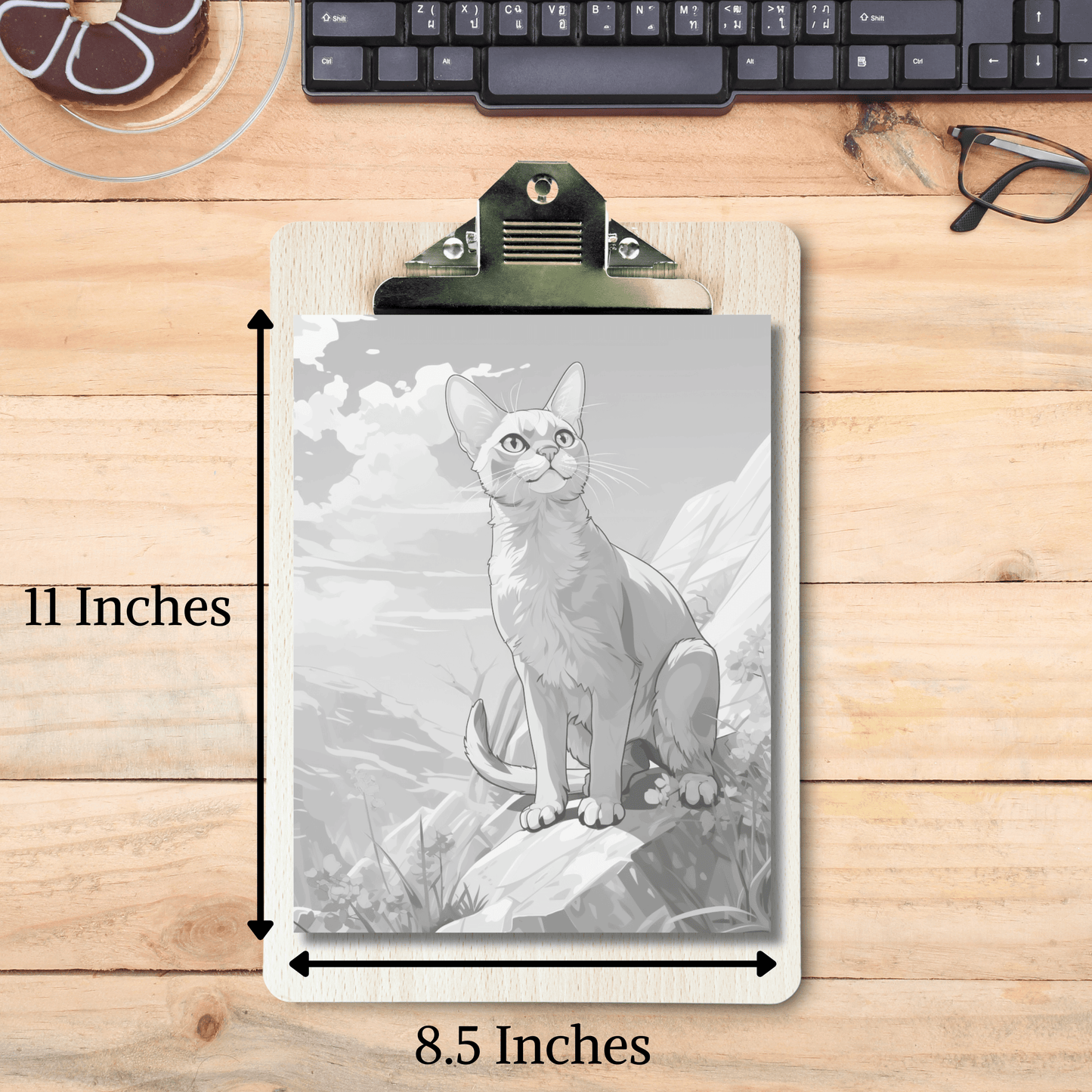 Realistic Abyssinian Cat Coloring Book, 20 Abyssinian Cat Grayscale Coloring Pages