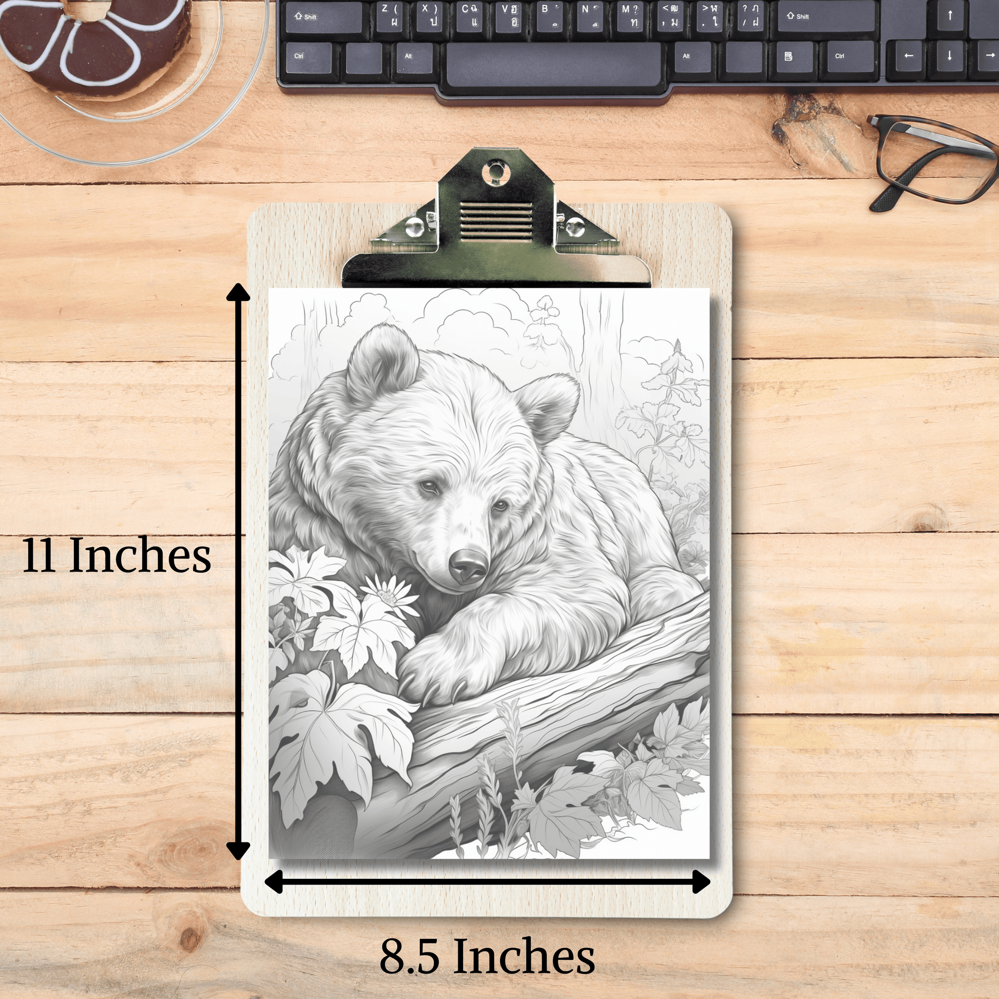 Realistic Bear Coloring Book 1: Bear Print Out Size Demo
