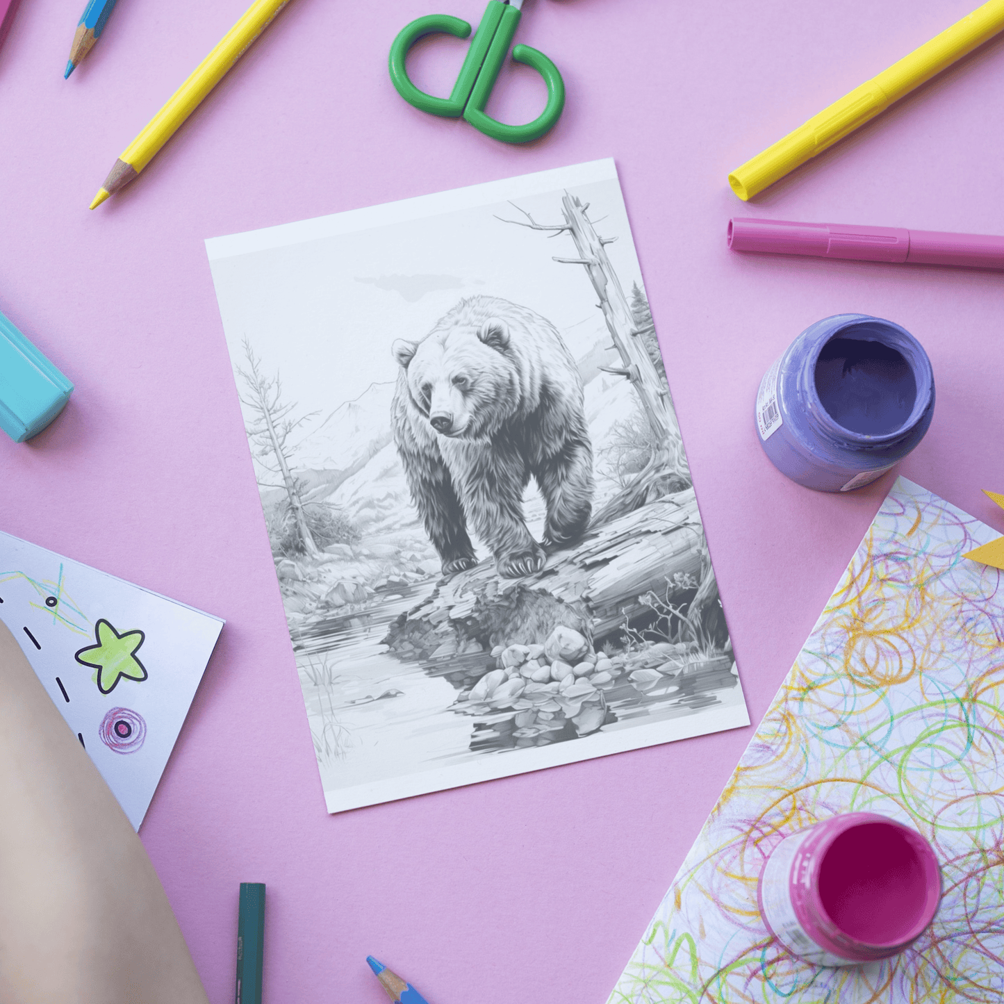 Realistic Bear Coloring Book 1: Bear Print Out Demo