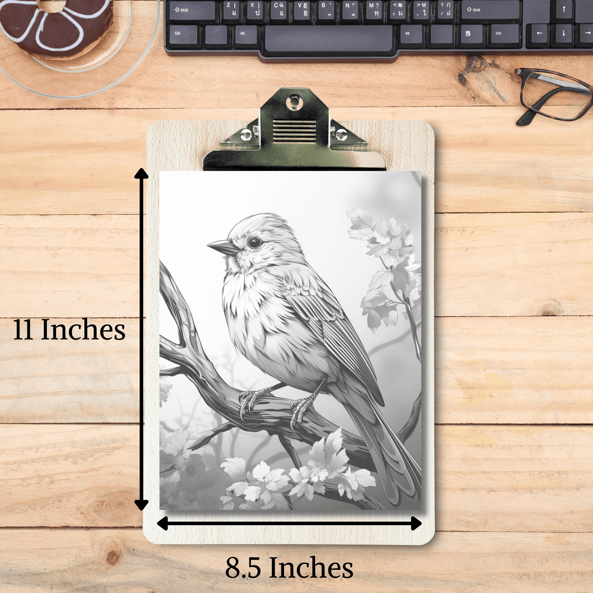 Realistic Bird Coloring Book 1: Bird Print Out Size Demo