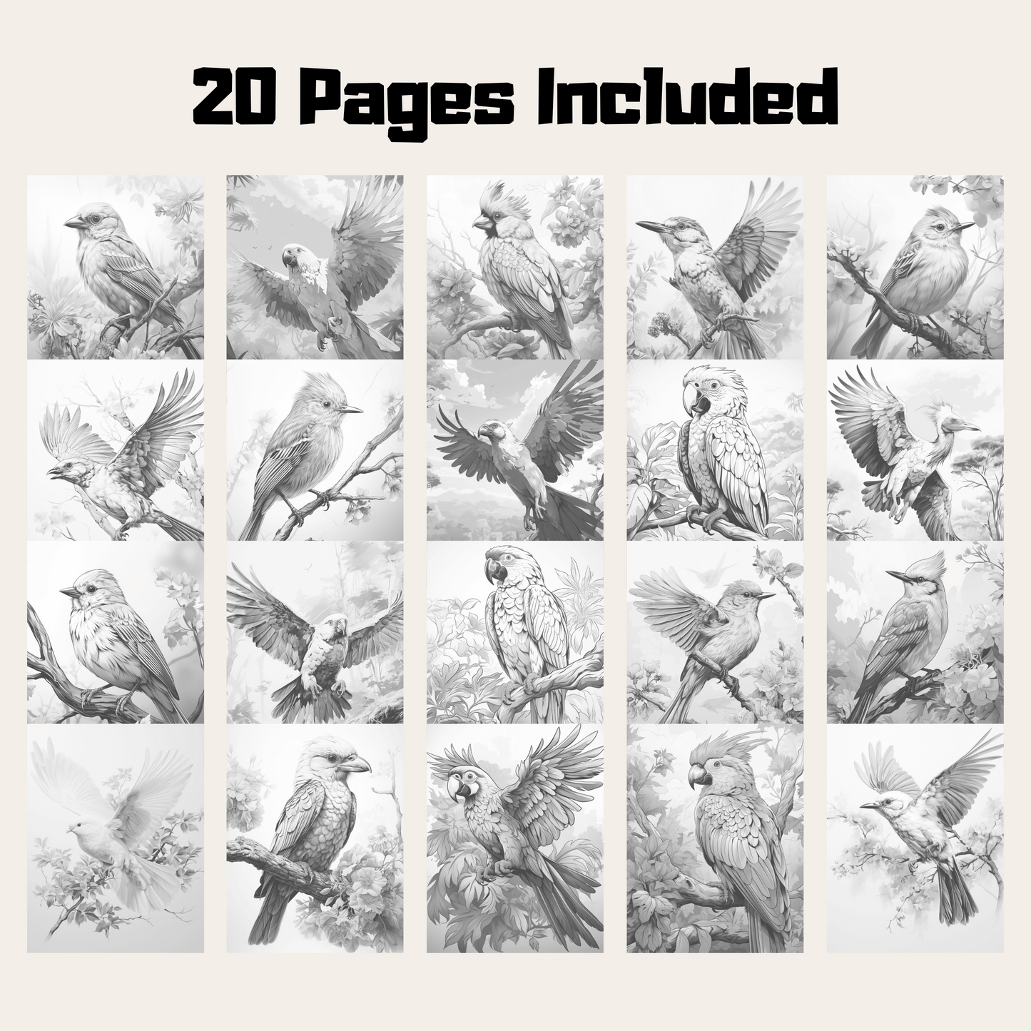Realistic Bird Coloring Book 1: Birds 20 Pages Included