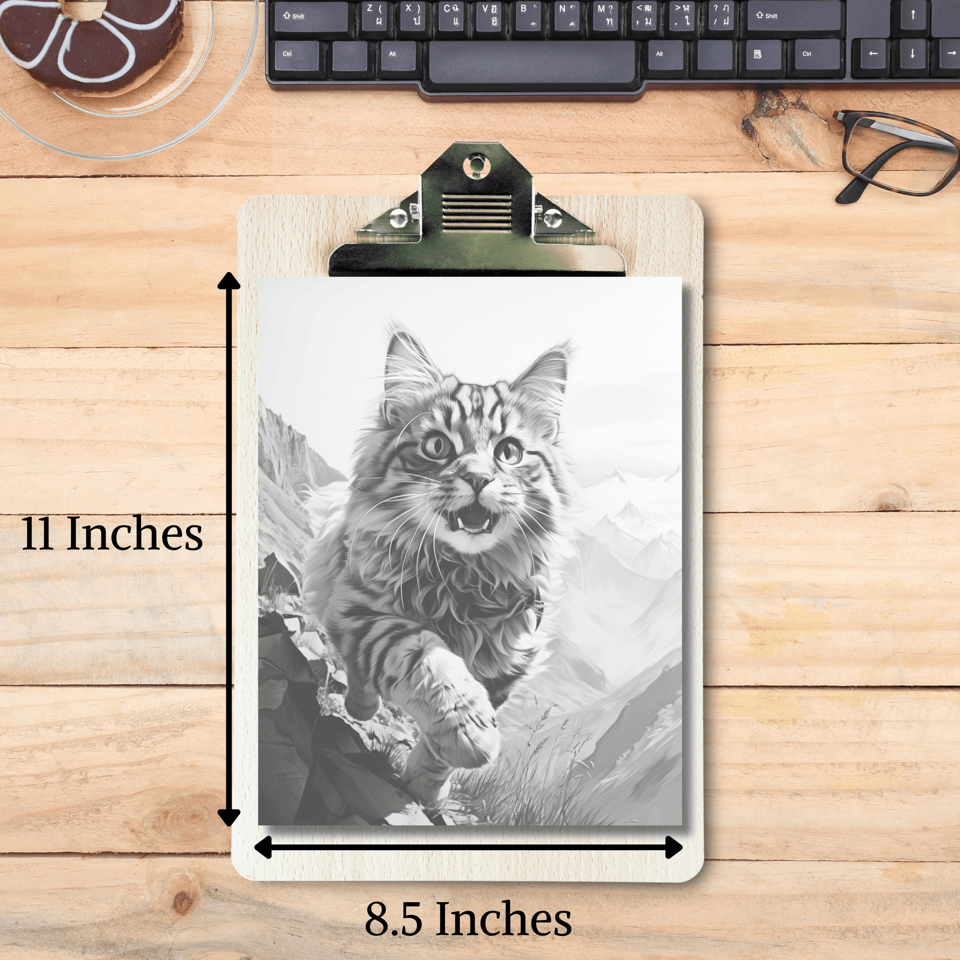 Realistic Cat Coloring Book 1: Cat Print Out Size Demo