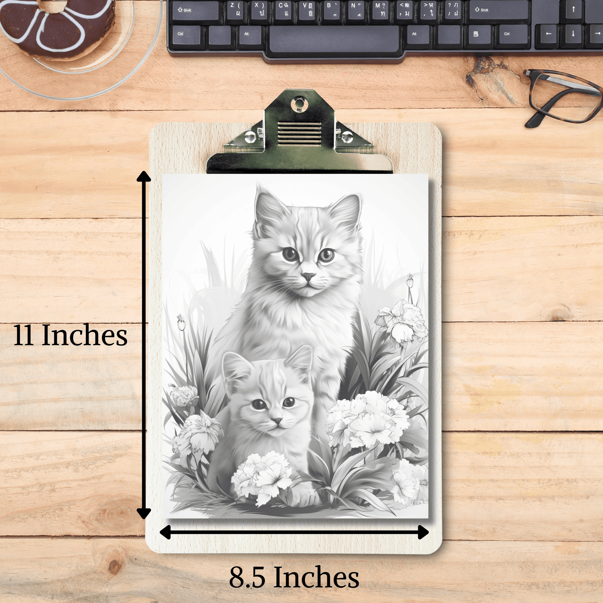 Realistic Cat Coloring Book 2: Cat Print Out Size Demo