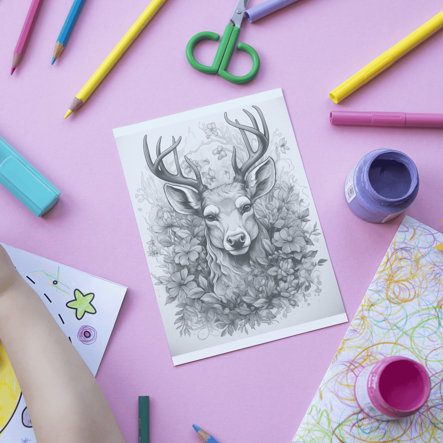 Realistic Deer Coloring Book 1: Deer Print Out Demo