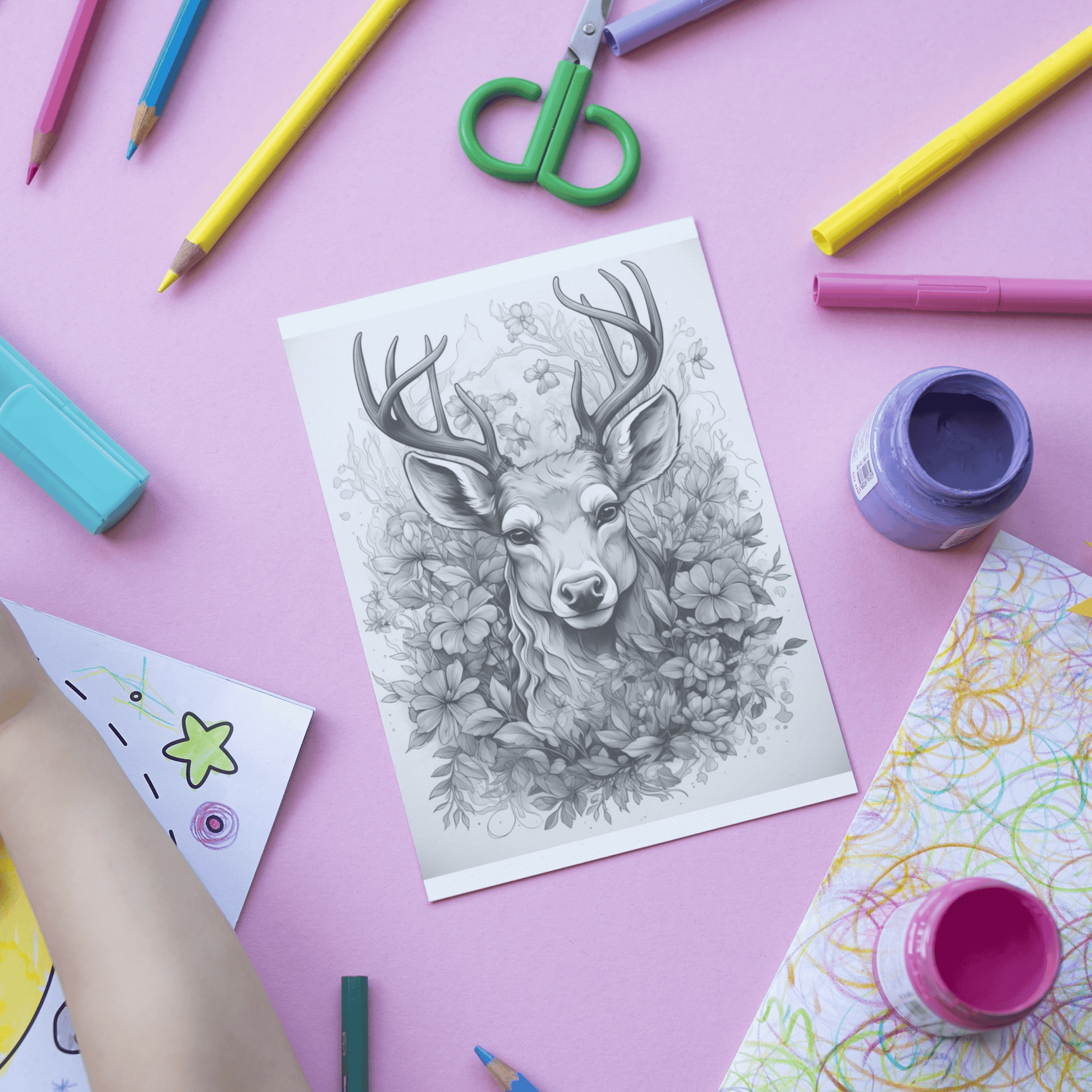Realistic Deer Coloring Book 1: Deer Print Out Demo