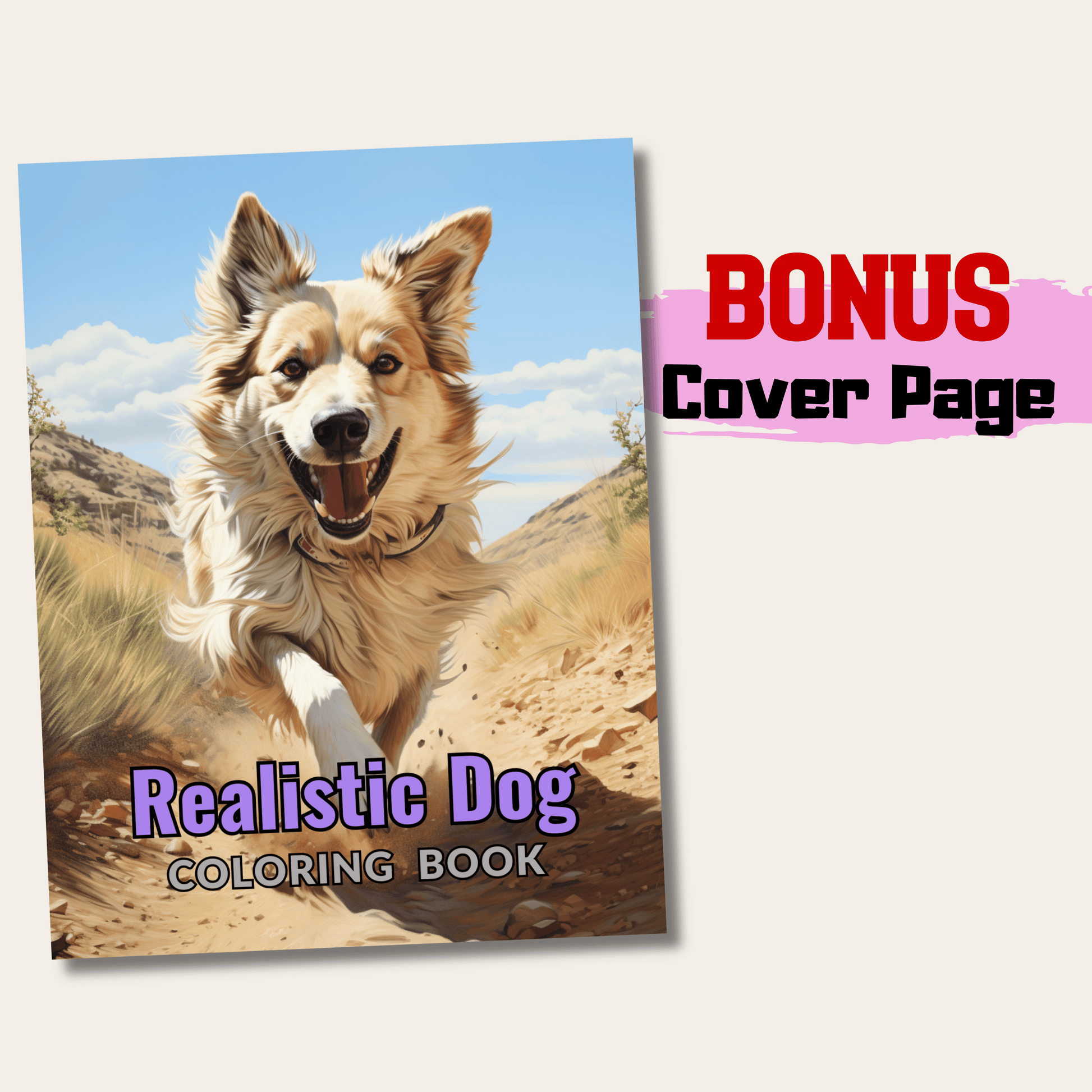 Realistic Dog Coloring Book 1: Dog Cover Page